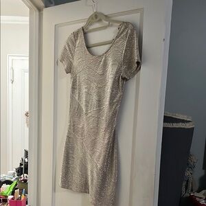 Free People - Matallic Gold Short Sleeve Mooage Daydream Mini Dress